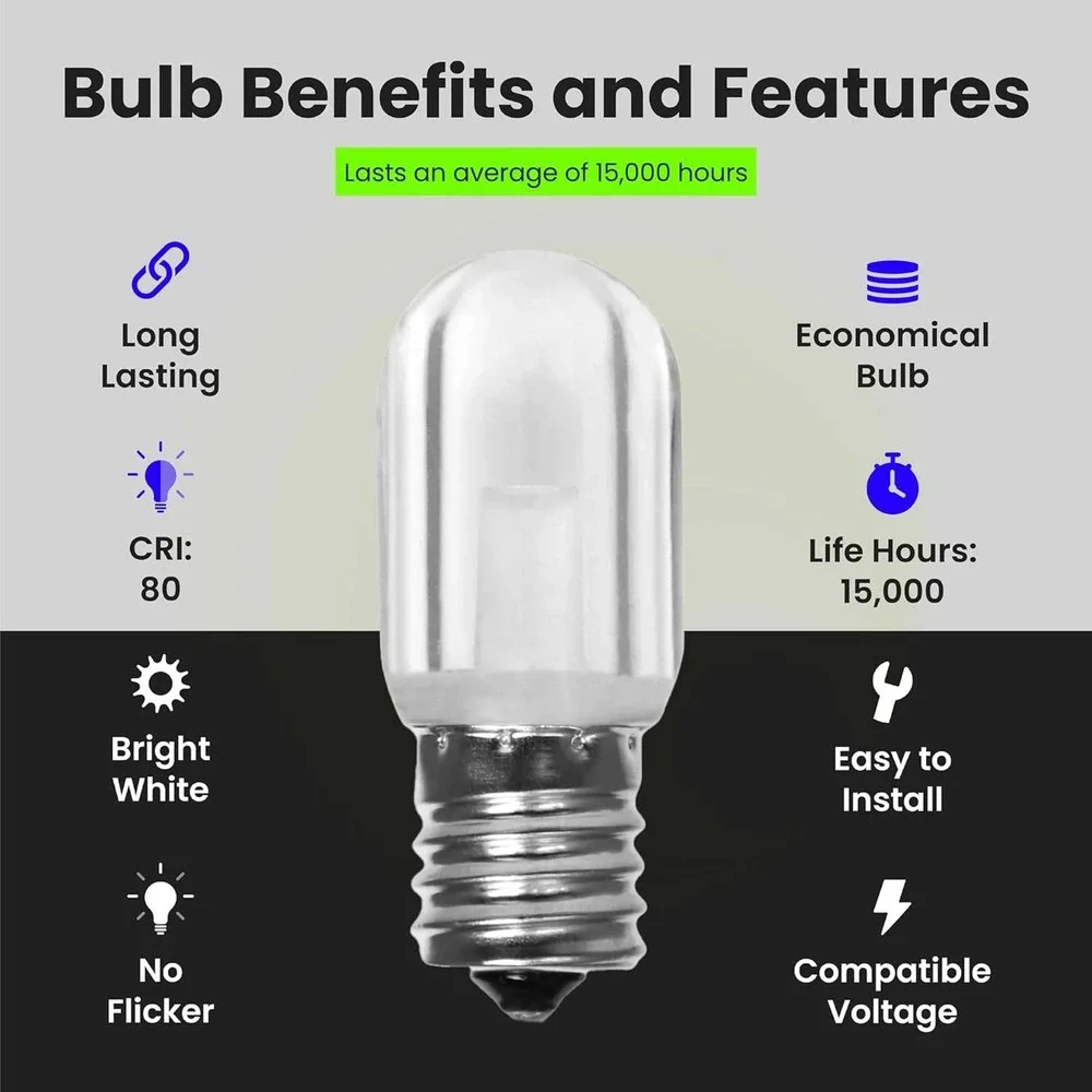 Feit Electric T7 LED Light Bulb, 15W Equivalent, 1.5W,‎ 80 Lumens, E17 Base, War